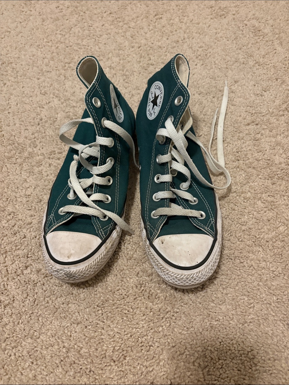 Converse High-Top Sneakers in Teal Green Canvas